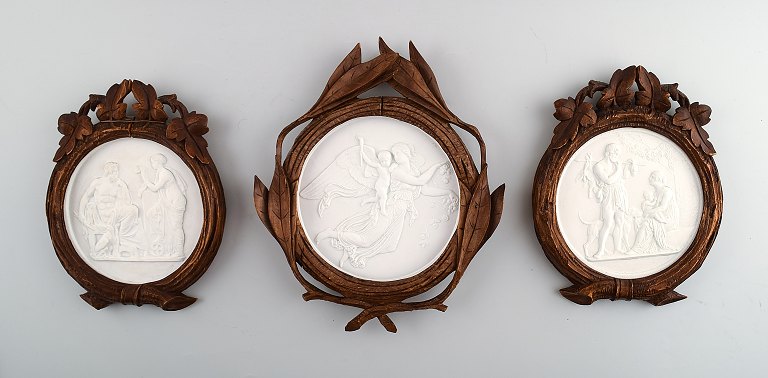 3 antique Royal Copenhagen and B&G biscuit plaques after Thorvaldsen.