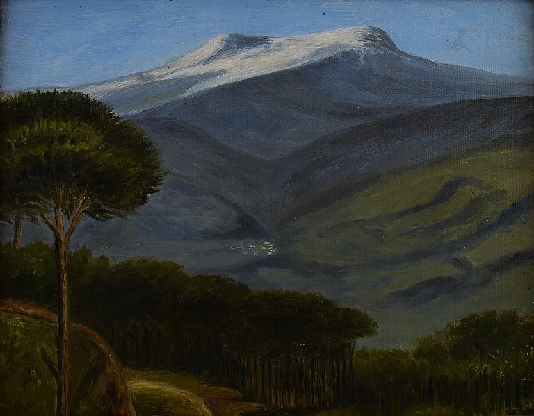 The Lebanon mountain in Syria, unknown artist, oil on panel.
