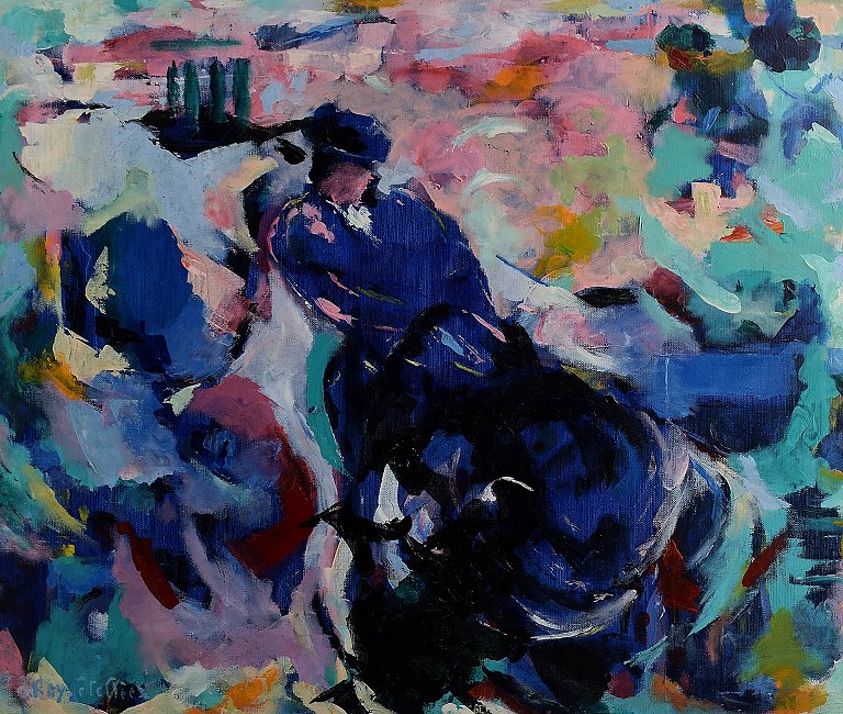 Ray Letellier, French artist born in 1921 in Paris.
Bullfighting. Oil on canvas.