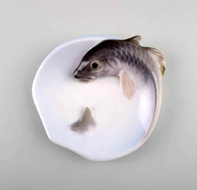 Rare Royal Copenhagen Art Nouveau dish with fish.
