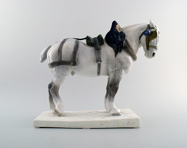 Percheron Horse / French workhorse in harness, Royal Copenhagen figurine. No. 
471.