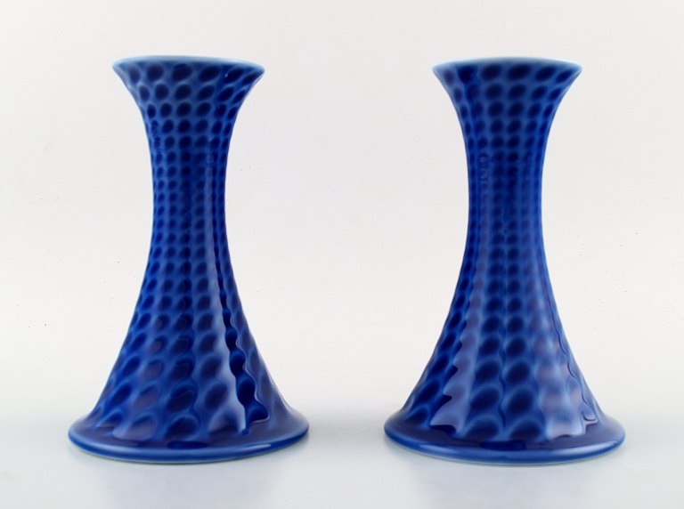 Royal Copenhagen porcelain pair of candlesticks.
