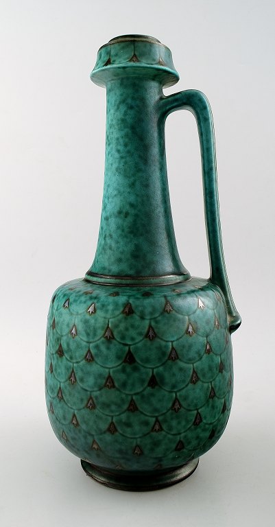 Wilhelm Kåge, Gustavsberg, Argenta Art deco stor vase/flaske.
