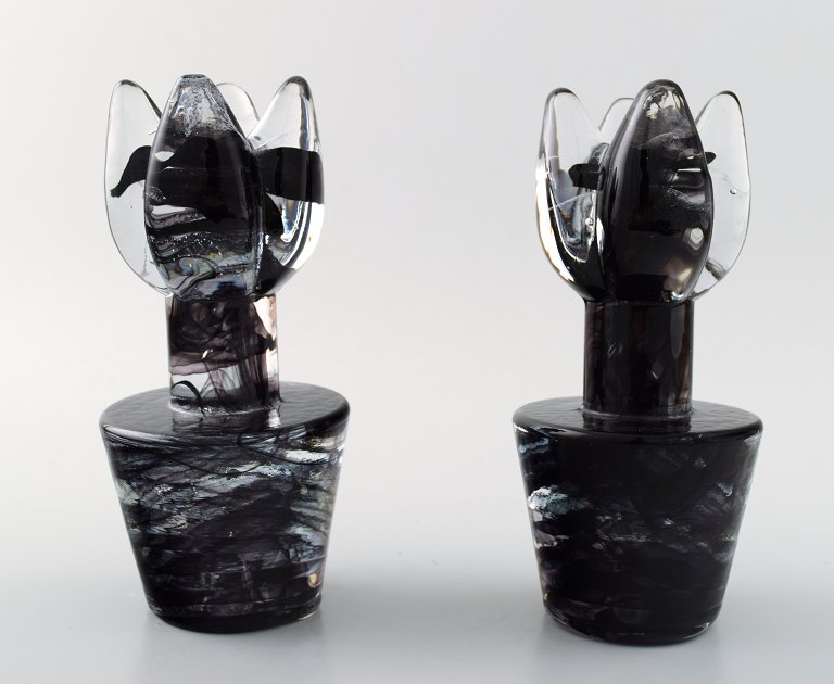 A pair of Kosta Boda candlesticks, art glass.
Swedish design.