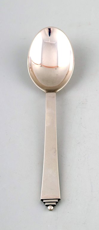 9 pcs. Georg Jensen Pyramid dessertspoons.
