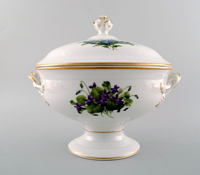 Antique Royal Copenhagen large tureen in Flora Danica style.
