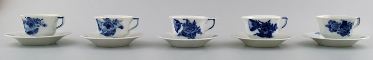 5 sets of Royal Copenhagen Blue Flower Angular, espresso cups (mocca cups).