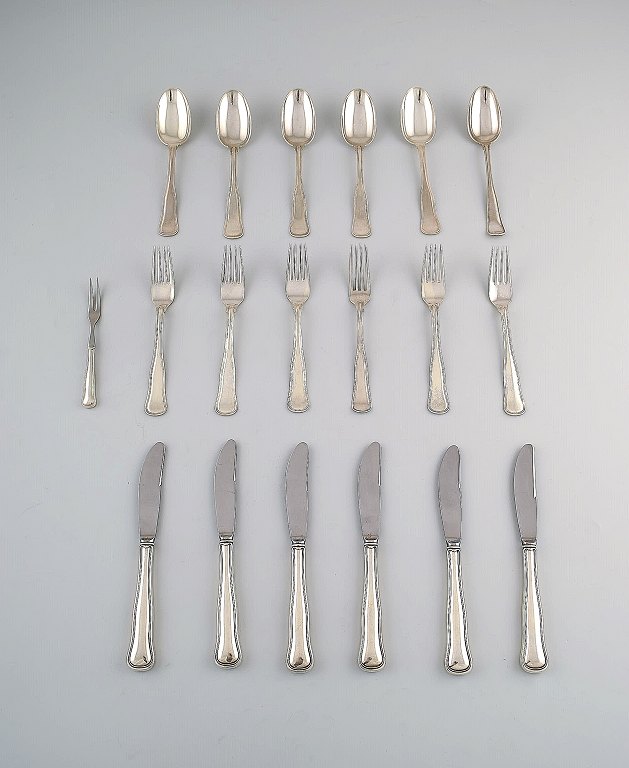 Cohr Old Danish silver cutlery for 6 p. A total of 19 p.
