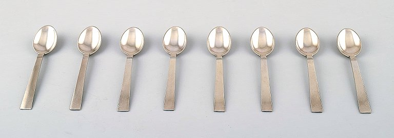 Georg Jensen Sterling Silver Block / Acadia eight coffee spoons.
