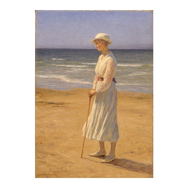 N. F. Schiøttz-Jensen, 1855-1941, "Junges Mädchen am Strand". Signiert und 
datiert 1917. Lichtmasse: 67x47cm