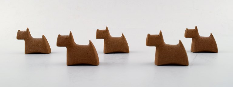 Stig Lindberg five scotties in ceramics.
