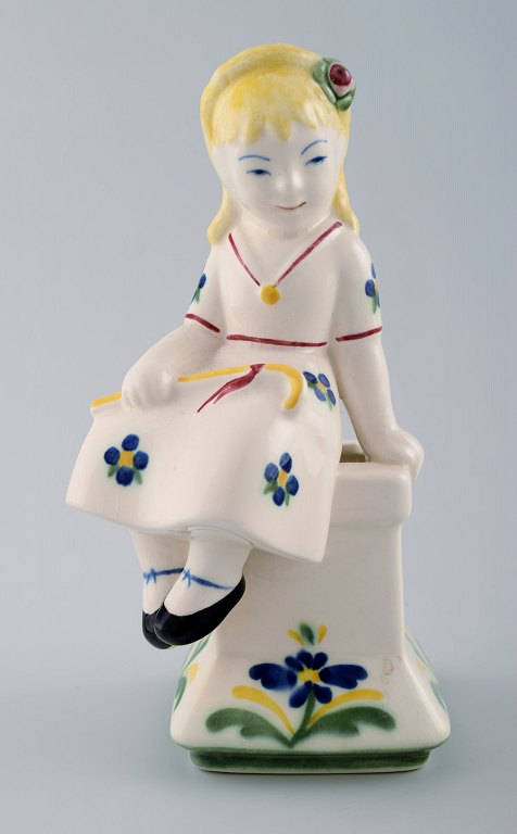 Aluminia, Denmark, Rare Childcare figure of the shepherdess from 1954.
