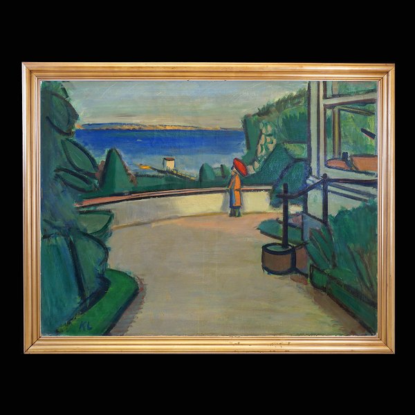 Karl Larsen, 1897-1977, oil on canvas. Landscape, France. Signed. Visible size: 
97x131cm. With frame: 109x143cm