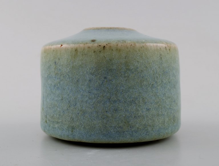Edith Sonne Bruun for B&G / Bing & Grondahl, small ceramic vase, beautiful 
blue-green glaze.