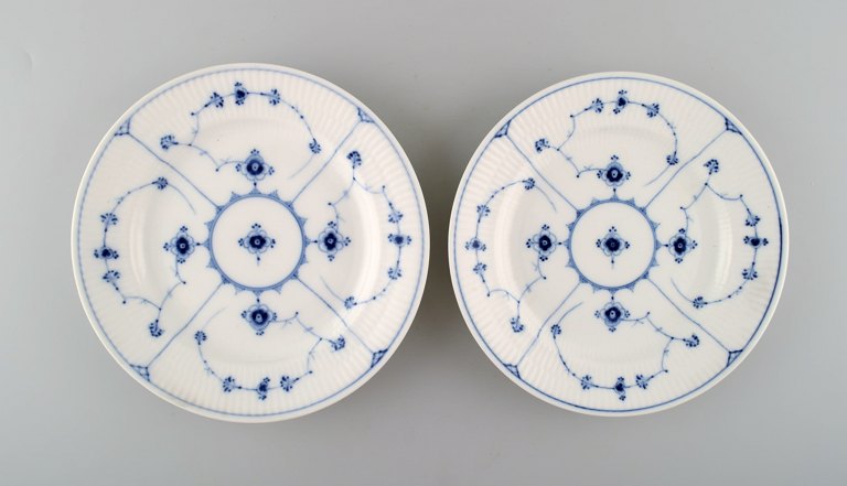 Two antique Royal Copenhagen Blue fluted lunch plates.
Mid 1800