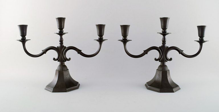 Just Andersen art deco pair of "disko" candlesticks, number 1237.
