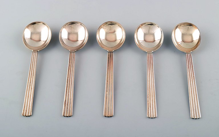 Bernadotte silverware Georg Jensen Bouillon spoon. 4 spoons in stock.