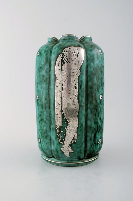 Wilhelm Kåge/Kaage, Gustavsberg, Argenta vase in ceramics, Art deco. Nude women.
