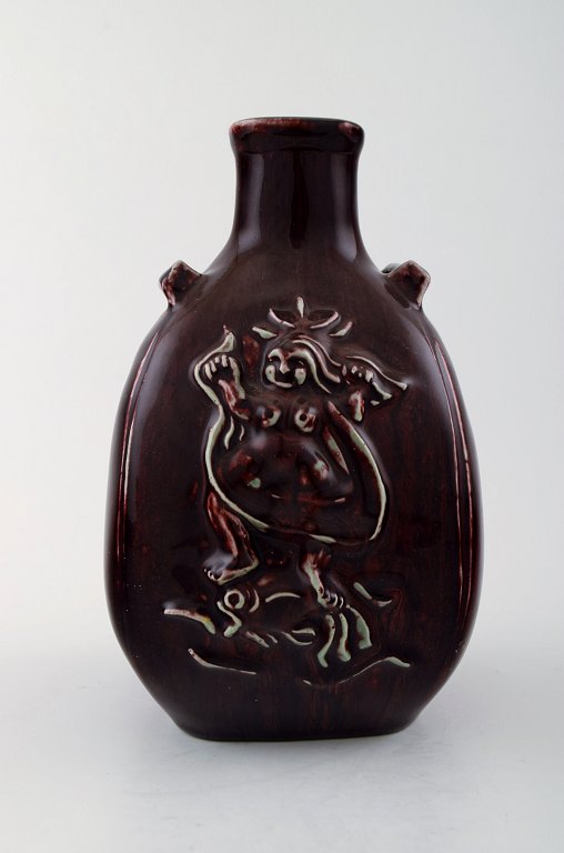 Royal Copenhagen Jais Nielsen keramik vase, okseblods glasur.