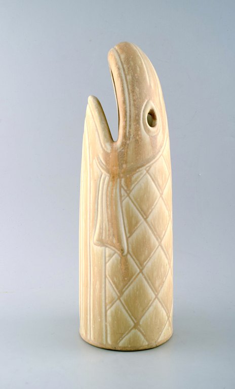 Rörstrand stoneware figure of Gunnar Nylund, rare fish vase.