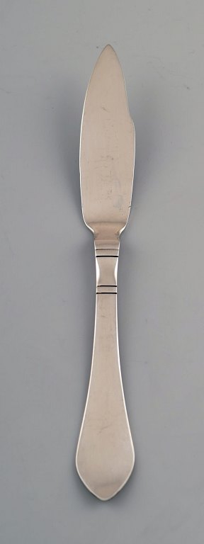 Georg Jensen. Continental fish knife, silverware, hand hammered. 
