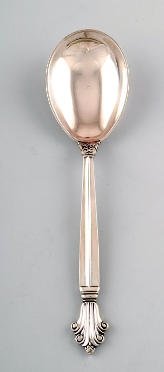 Georg Jensen serving spoon in full sterling silver, silverware, Georg Jensen 
Acanthus. Designed by Johan Rohde.