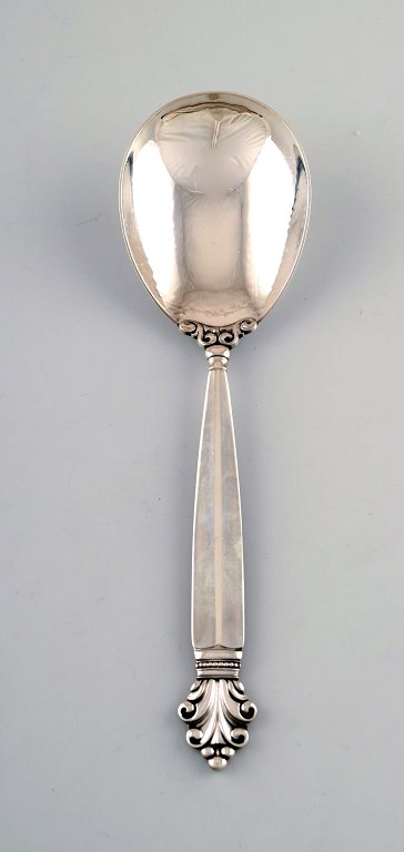 Georg Jensen serving spoon in full sterling silver, silverware, Georg Jensen 
Acanthus. Designed by Johan Rohde.