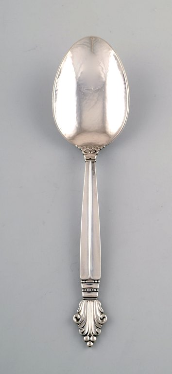 Georg Jensen serving spoon in full sterling silver, silverware, Georg Jensen 
Acanthus. Designed by Johan Rohde.