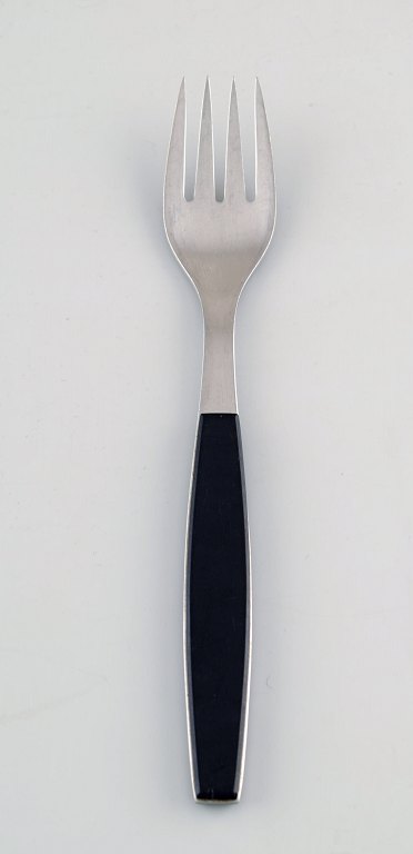 9 pcs. dinner forks. Henning Koppel. Strata cutlery stainless steel and black 
plastic.
