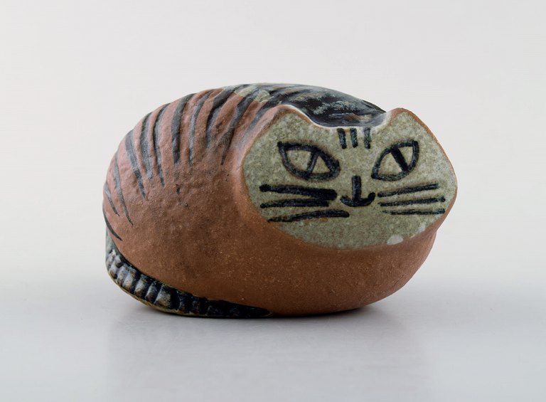 Lisa Larson for Gustavsberg. Stoneware figure of lying cat.
