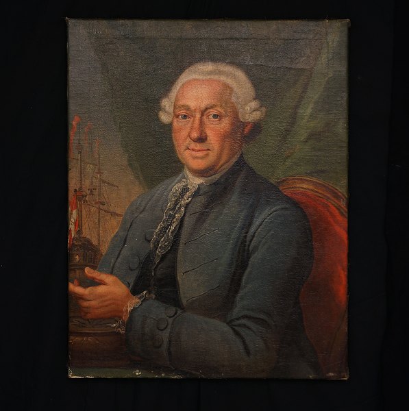 A captains portrait of a Danish captain. Oil on canvas. Denmark circa 1760. 
Size: 76x60cm