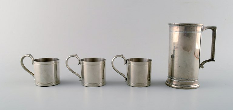 4 pcs of Just Andersen Art Deco pewter mugs, Denmark 1940 s.
Stamped.