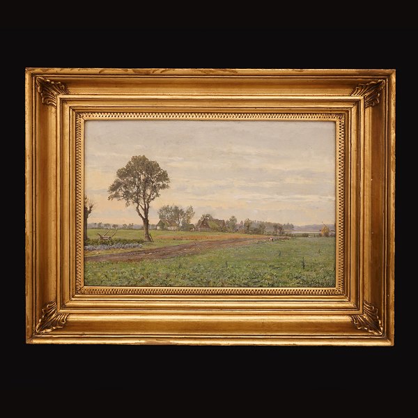 Ole Ring, 1902-72: Landschaftspartie, Öl auf Leinen. Signiert und datiert 1942. 
Lichtmasse: 21x31cm. Mit Rahmen: 33x43cm