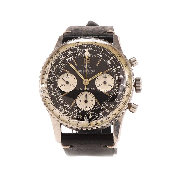 Breitling Navitimer fra ca. år 1964. Ref. 806 I flot nyserviceret stand. Urværk 
Venus 178. D: 40mm. Ny lædderrem