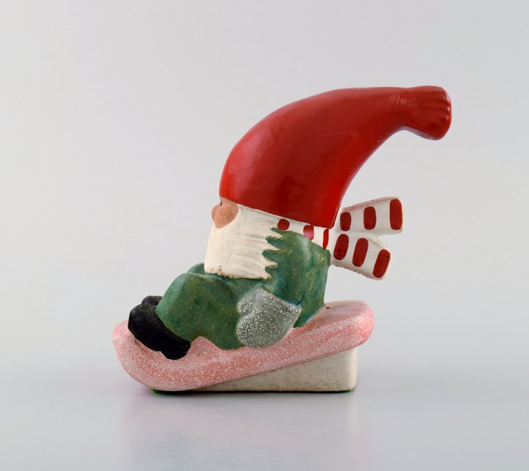 Rare Lisa Larson for Gustavsberg. Elf on sledge. Glazed stoneware. 1996.