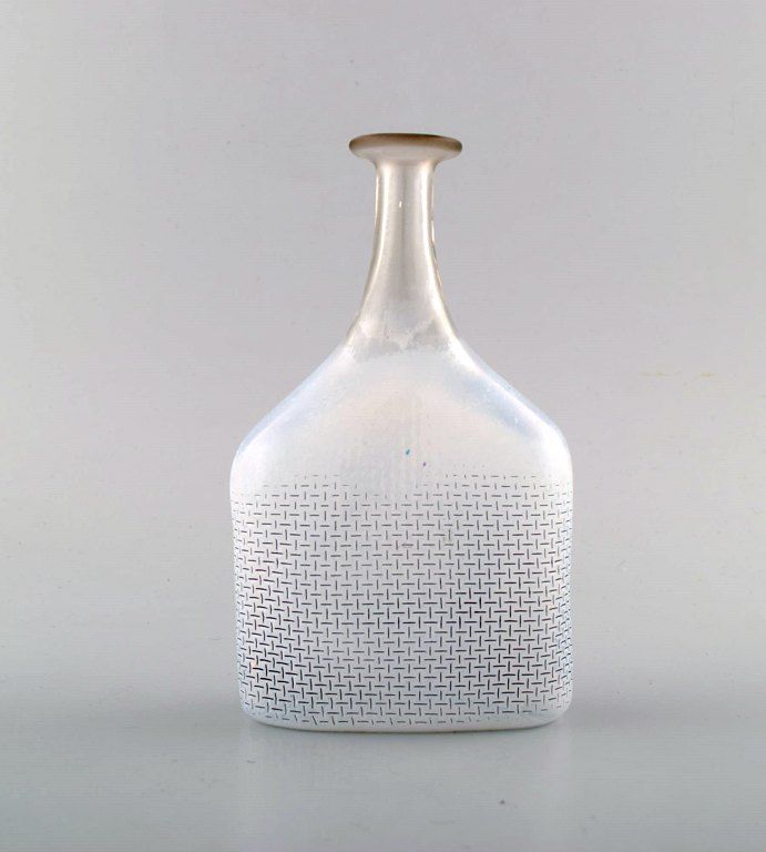 Bertel Vallien for Kosta Boda, Sweden. Vase / bottle in light blue mouth blown 
art glass. Swedish design 1980