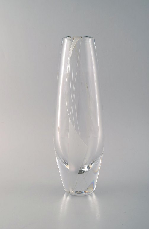 Sven Palmqvist for Orrefors. Vase in clear art glass, engraved with abstract 
motif.