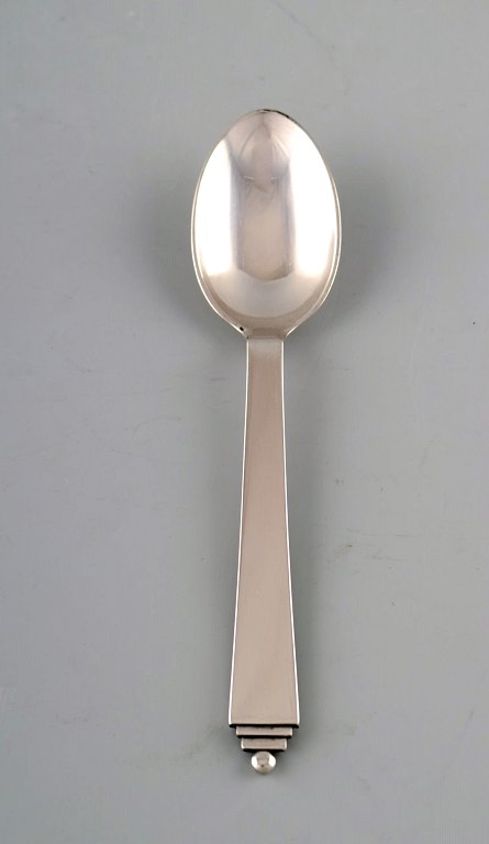 Georg Jensen Pyramid large tea spoon / dessert spoon in sterling silver.