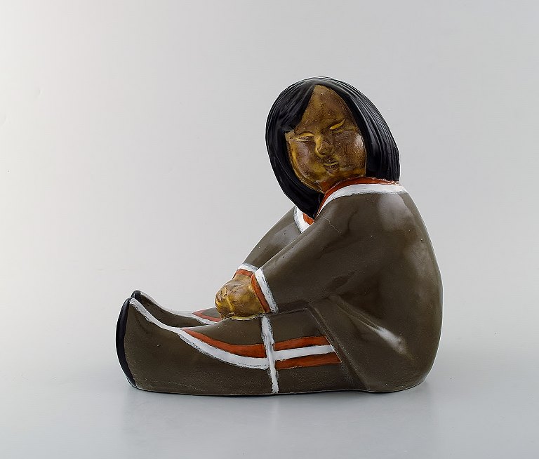 Vicke Lindstrand for Upsala-Ekeby.
Ceramic figure, Greenlandic girl.