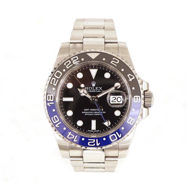 Rolex GMT Master II Batman ref. 116710BLNR. Solgt 1. gang december 2013. Leveres 
med box og certifikat. D: 40mm