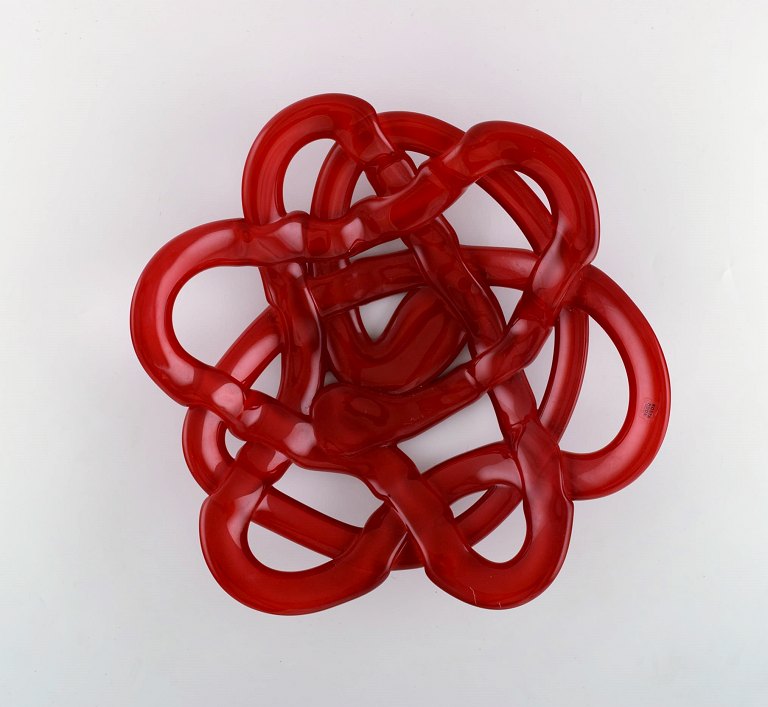 Anna Erhner for Kosta Boda. Large bowl of "Basket" in red art glass. 21st 
century.