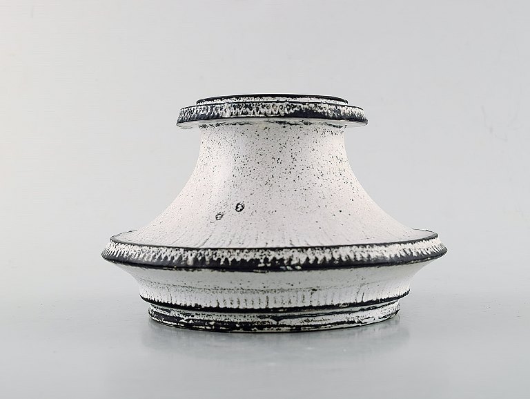 Svend Hammershøi for Kähler, Denmark, large candle holder in glazed stoneware. 
1930/40