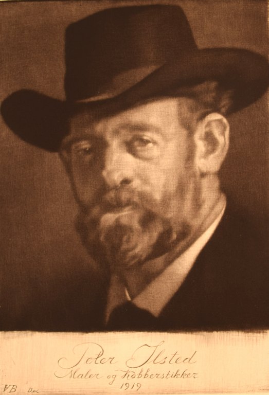 Gustav V. Blom (1853-1942). Portrait of Peter Ilsted. Dated 1919. Test print.