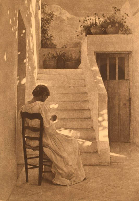 Peter Ilsted (1861-1933). "Italienerinde". Radering.
Ca. 1900.