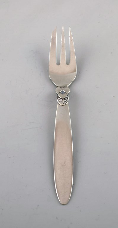 Early Georg Jensen "Cactus" pastry fork in sterling silver. Dated 1915-30. Eight 
pieces in stock.