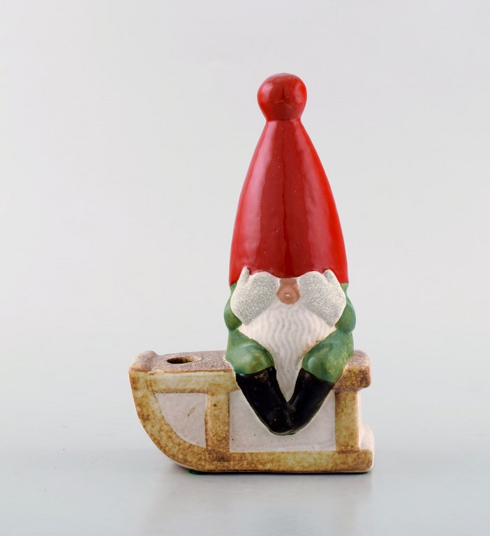 Lisa Larson for Gustavsberg. Candlestick. Elf in glazed stoneware. Dated 1995.