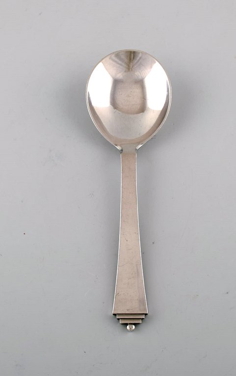 Georg Jensen "Pyramid" serving spoon in sterling silver.
