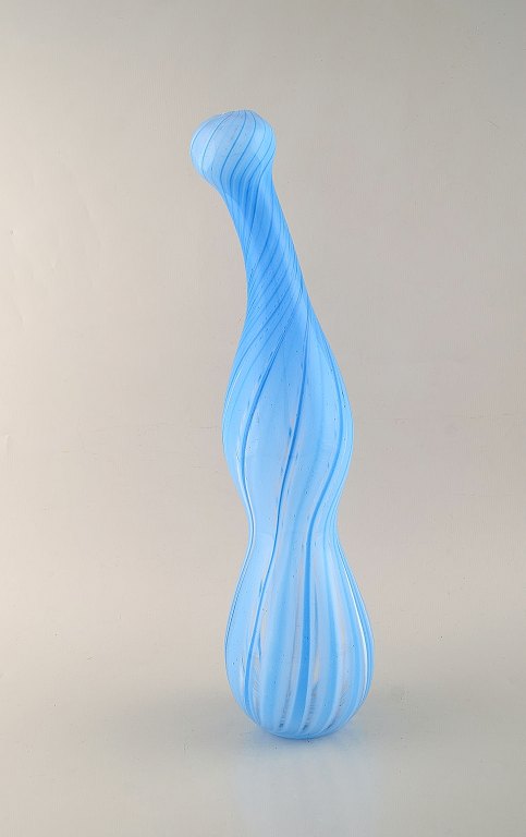 Susanne Allberg for Kosta Boda. Large vase in mouth blown light blue art glass. 
Late 20th century.
