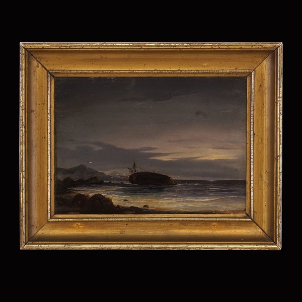 Anton Melbye, 1818-75, Öl auf Platte: Marinenmotiv. Lichtmasse: 21x29cm. Mit 
Rahmen: 31x39cm