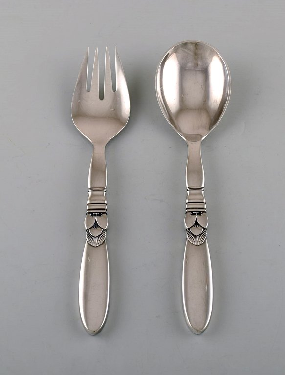 Georg Jensen "Cactus" salad set in all silver. Sterling silver.
